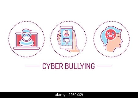 Social violence color line icons set. Harassment, social abuse and ...