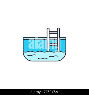 Swimming pool with ladder icon isolated on white background. Set icons colorful square buttons. Vector Illustration Stock Vector