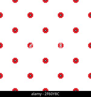 Seamless pattern with red poppy flowers on white background. Wild scarlet bloom ornament. Vector fabric print. Eco, floral, natural, love wallpaper. Stock Vector