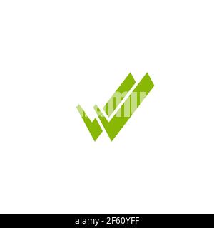 Valid Seal icon. Green double thik tick. Flat done sticker icon. Isolated on white. Accept button. Good for web and software interfaces. Vector illust Stock Vector