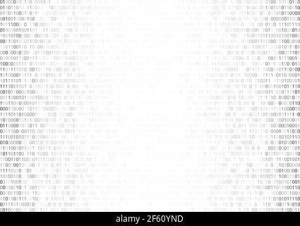 Gradient fall off binary code screen listing table cypher, white, vector background Stock Vector