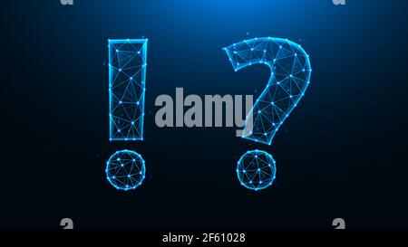 Polygonal vector illustration of question mark and exclamation mark. Stock Vector
