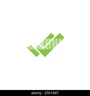 Valid Seal icon. Green double thik tick. Flat done sticker icon. Isolated on white. Accept button. Good for web and software interfaces. Vector illust Stock Vector