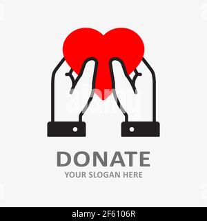 Donate icon. Symbol of help, care, charity. Vector illustration. Stock Vector