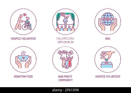 Allergy line color icons set. Dermatological, infectious disease. Isolated vector element.  Stock Vector