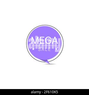 Mega sale trendy paper label. Promo banner Stock Vector