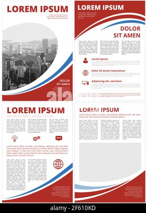 Red Colored modern business motion style covers and inner page inforgraphics design for booklet, brochure, annual report, proposal A4 format Stock Vector