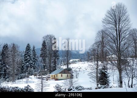winter views from the hıdırnebi plateau in the province of trabzon Stock Photo