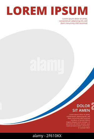 Red Colored with rounds and elipse, modern business motion style cover design for booklet, brochure, annual report, proposal A4 format Stock Vector