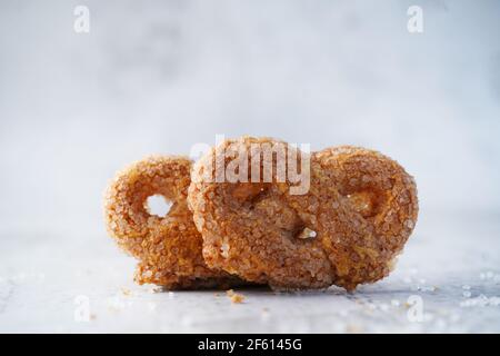 Dutch Sugar pretzel cookies, selective focus Stock Photo