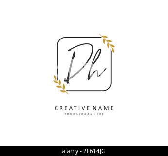 D H DH Initial letter handwriting and signature logo. A concept handwriting initial logo with template element. Stock Vector
