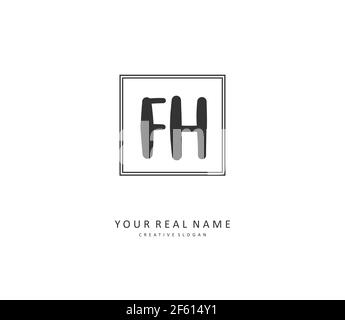 F H FH Initial letter handwriting and signature logo. A concept handwriting initial logo with template element. Stock Vector