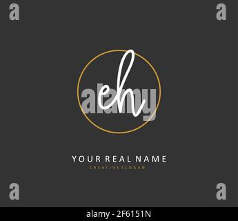 E H EH Initial letter handwriting and signature logo. A concept handwriting initial logo with template element. Stock Vector