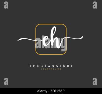 E H EH Initial letter handwriting and signature logo. A concept handwriting initial logo with template element. Stock Vector