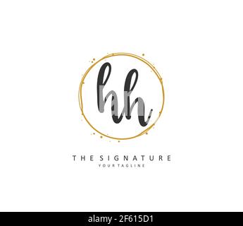 H HH Initial letter handwriting and signature logo. A concept handwriting initial logo with template element. Stock Vector