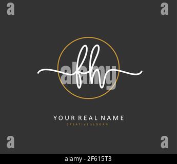 F H FH Initial letter handwriting and signature logo. A concept handwriting initial logo with template element. Stock Vector