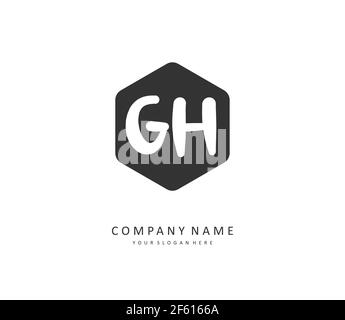 G H GH Initial letter handwriting and signature logo. A concept handwriting initial logo with template element. Stock Vector