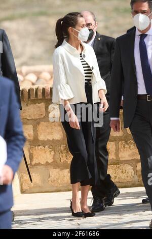 Fuendetodos, Aragon, Spain. 29th Mar, 2021. Queen Letizia of Spain visit Fuendetodos in the framework of the commemoration of the 275th anniversary of the birth of Francisco de Goya at Goya's birthplace on March 29, 2021 in Fuendetodos, Spain Credit: Jack Abuin/ZUMA Wire/Alamy Live News Stock Photo