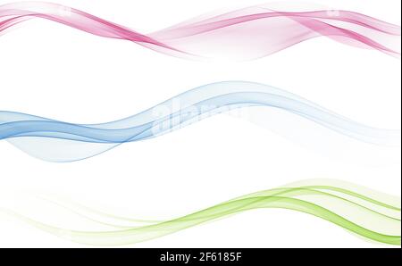 Set of abstract vector waves .Blue,red and green wave. Stock Vector