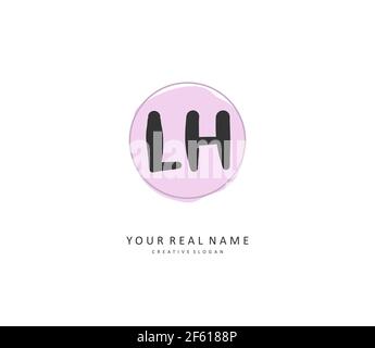 L H LH Initial letter handwriting and signature logo. A concept handwriting initial logo with template element. Stock Vector