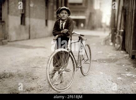 Telegraph Messenger Boy Smoking Pipe, 1913 Stock Photo