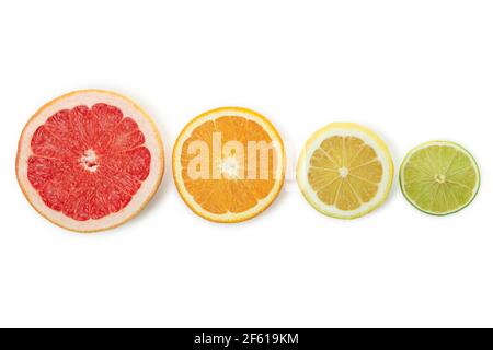 Fresh ripe grapefruits isolated on white background Stock Photo