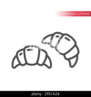 Croissant line vector icon. Outline, editable stroke symbol. Stock Vector