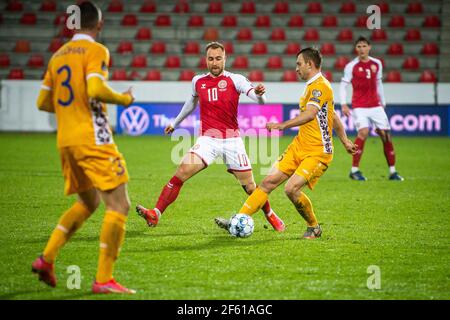 Herning, Denmark. 28th Mar, 2021. Christian Eriksen (10) of Denmark seen during the FIFA World Cup Qualification game between Denmark and Moldova at MCH Arena in Herning, Denmark. (Photo Credit: Gonzales Photo/Alamy Live News Stock Photo