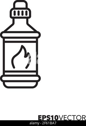 Bottle of methylated spirits line icon. Outline symbol of BBQ and grilling equipment. Barbecue lighting fluid vector illustration. Stock Vector