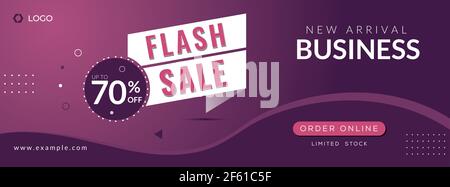 Flash sale business Facebook cover page timeline web ad banner template design with photo place modern layout Stock Vector