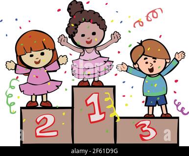 Winners kids podium vector stock image isolated on white background Stock Vector