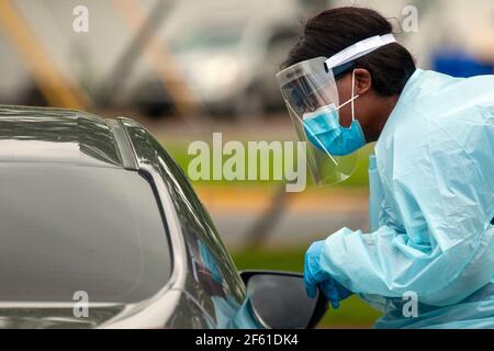 Drive-thru Coronavirus Testing Stock Photo