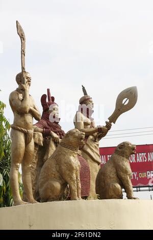 Oba Ovonramwen Statue, (1888–1897) Benin City, Edo State, Nigeria. Stock Photo