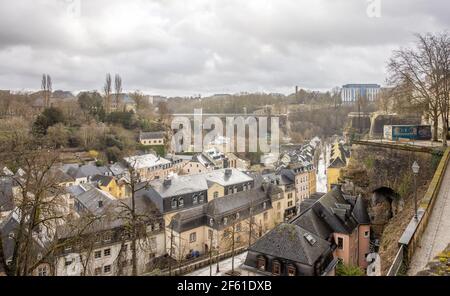 Luxembourg City  - view from path of the 'Corniche' Stock Photo