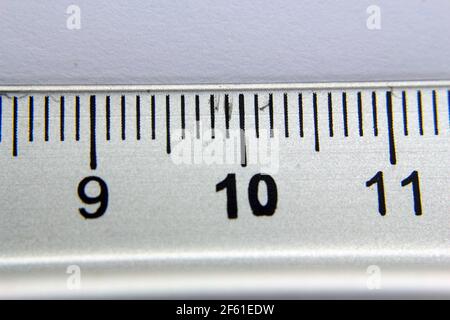 Black ruler isolated, inches, centimeters, millimeters imperial metric ...