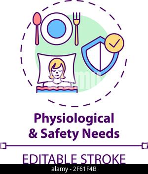 Physiological and safety needs concept icon Stock Vector