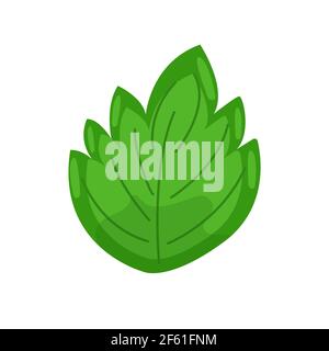 Big green palm leaf, floral decor element in flat style, vector illustration, green leaf of exotic flower. Stock Vector