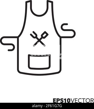 Barbecue apron line icon. Outline symbol of Bar-B-Q protective wear. BBQ equipment vector illustration. Stock Vector