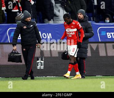 MOSCOW, RUSSIA, MARCH 13, 2021. The 2020/21 Russian Football Premier  League. Round 22. Football match between Dinamo (Moscow) vs Spartak (Moscow)  at VTB Arena. Photo by Stupnikov Alexander/FC Spartak Stock Photo - Alamy