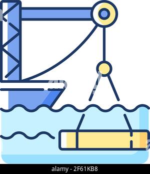 Underwater construction RGB color icon Stock Vector