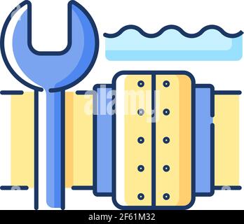 Underwater pipeline repair RGB color icon Stock Vector