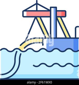 Underwater pipeline installation RGB color icon Stock Vector