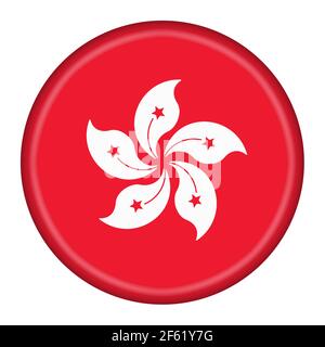 Hong Kong flag button 3d illustration with clipping path Stock Photo