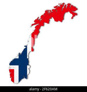 Norway map on white background with clipping path 3d illustration Stock Photo