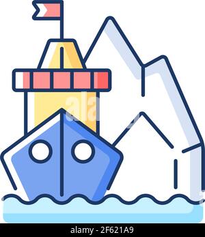 Arctic exploration RGB color icon Stock Vector