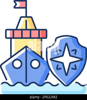 Maritime security RGB color icon Stock Vector