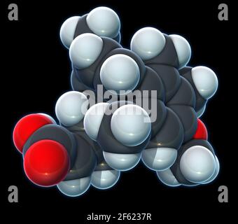Acitretin, Molecular Model Stock Photo
