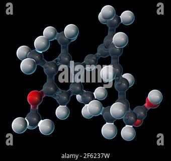 Acitretin, Molecular Model Stock Photo