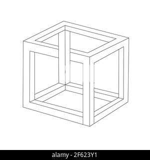 Optical Illusion, Necker Cube, Illustration Stock Photo