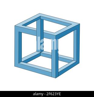 Optical Illusion, Necker Cube, Illustration Stock Photo